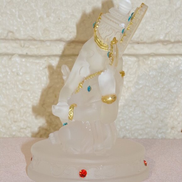 GANESH CLEAR GLAZE CRYSTAL STATUE-Bejeweled Resin Stone-4.5 in Figurine-Success - Picture 9 of 16